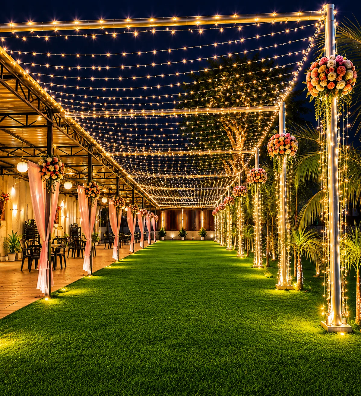 Garden lawn at S.D. Resort wedding venue in Sikar